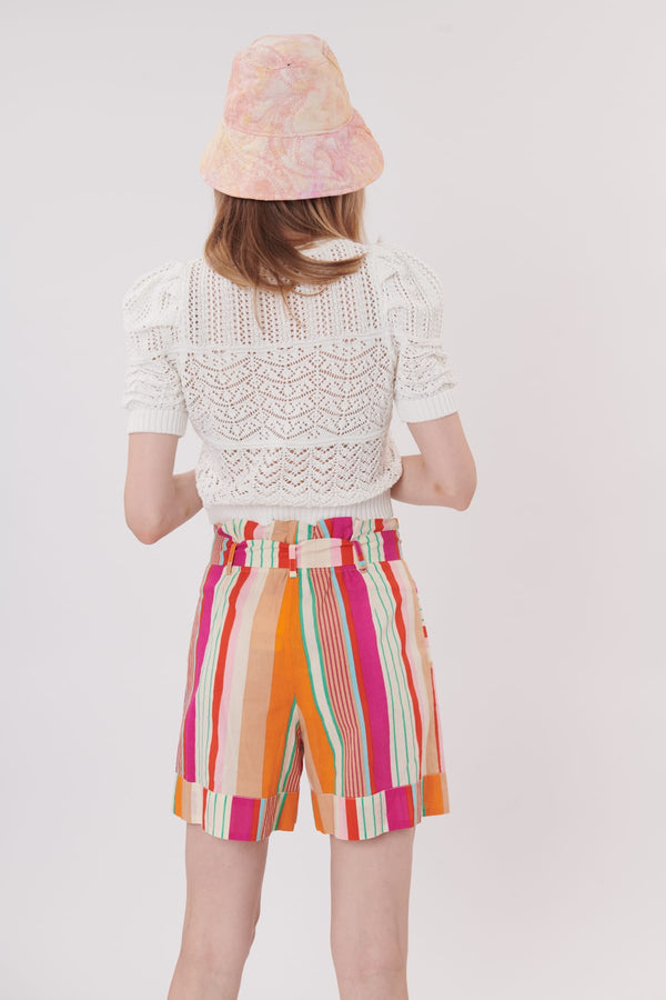 Rene Derhy Short Ample Imprimé Rayé Avec Ceinture WALLABY