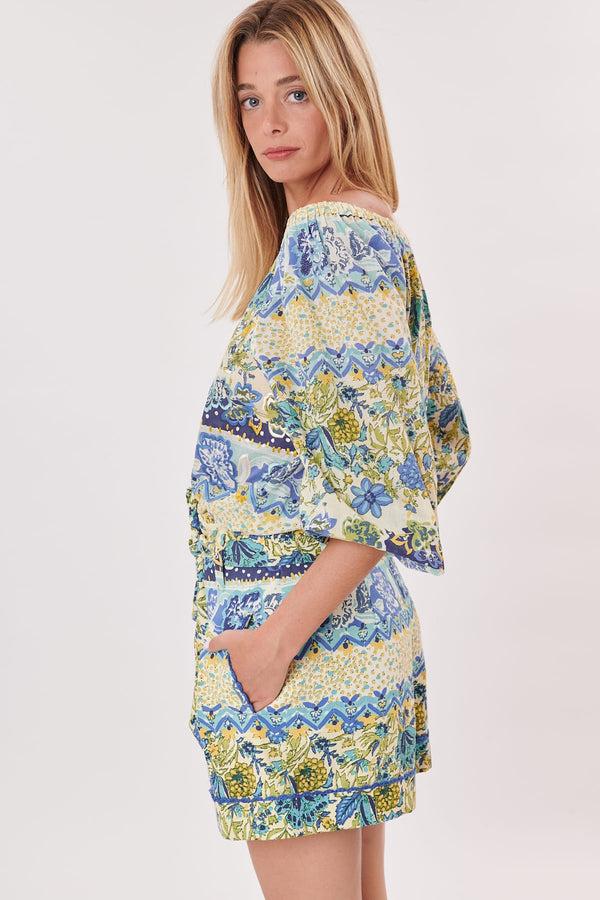 Rene Derhy Short Imprimé Taille Haute Ceinturé Et Broderies WALLYS