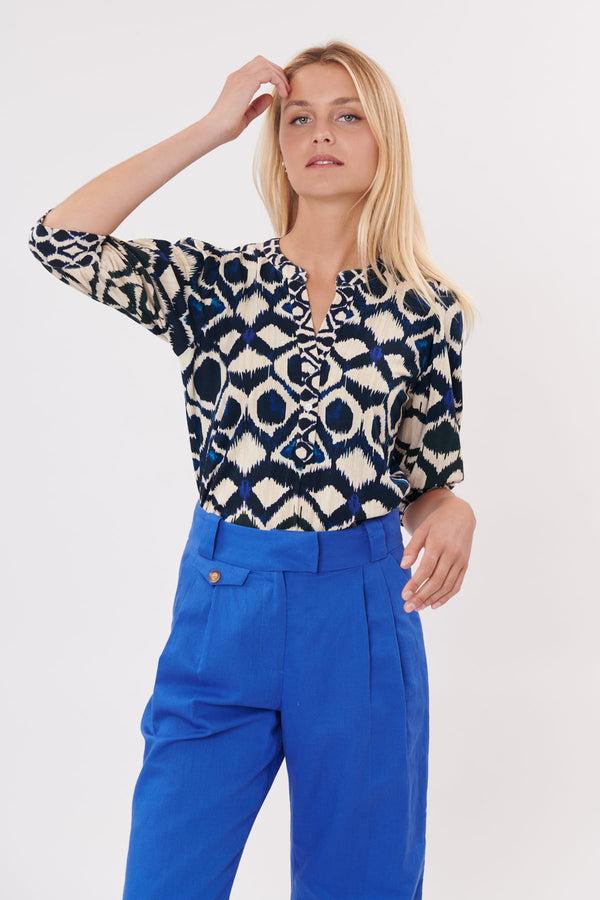 Rene Derhy Tee-shirt Manches Courtes Imprimé Col V KESSY