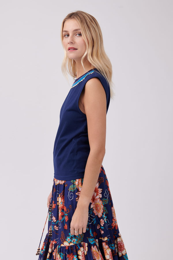 Rene Derhy Tee-shirt Uni En Jersey Avec Broderies KEMINA