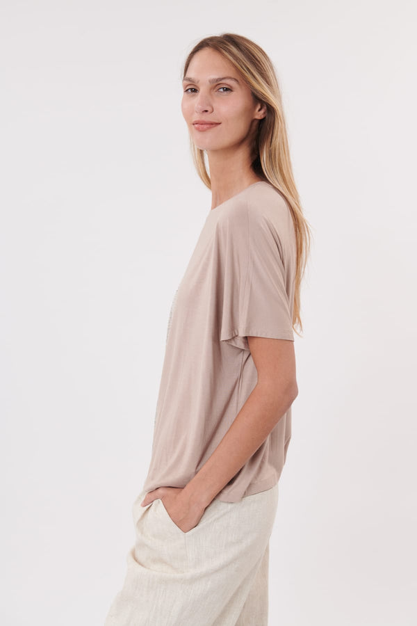 Rene Derhy Tee-shirt Uni Manches Courtes à Sequins KALANI