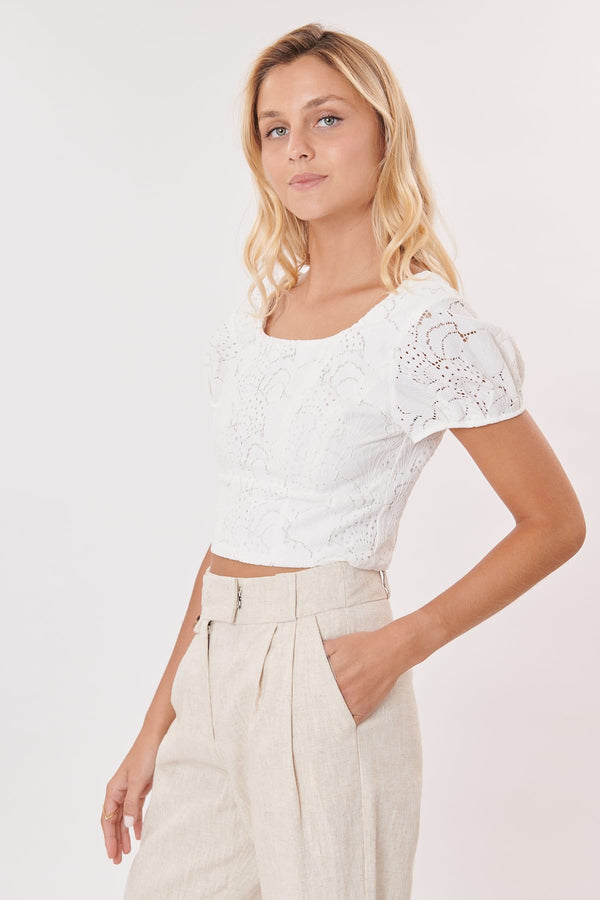 Rene Derhy Top Court Manches Courtes En Broderie Anglaise OCCASION