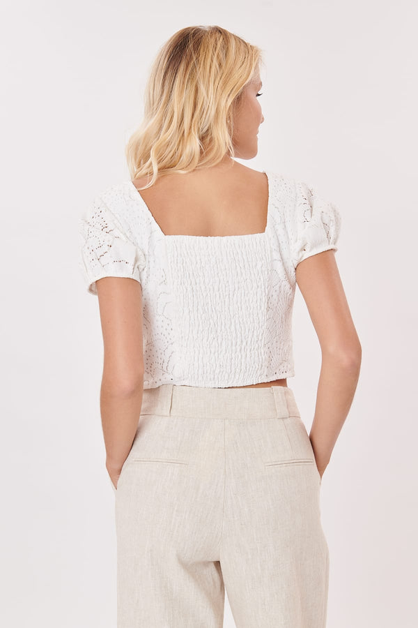 Rene Derhy Top Court Manches Courtes En Broderie Anglaise OCCASION