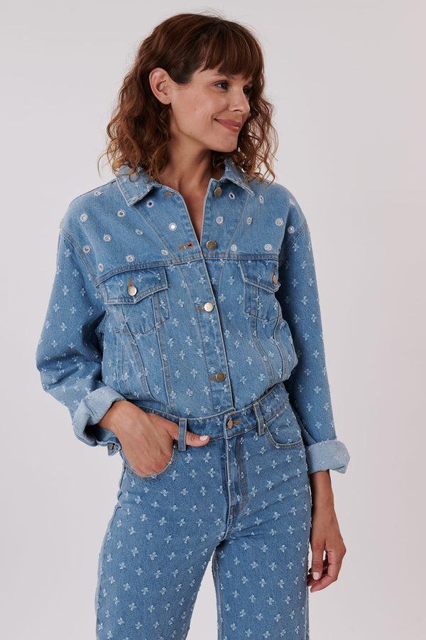 Rene Derhy Veste En Jean Avec Miroirs Et Petits Trous YOLITA