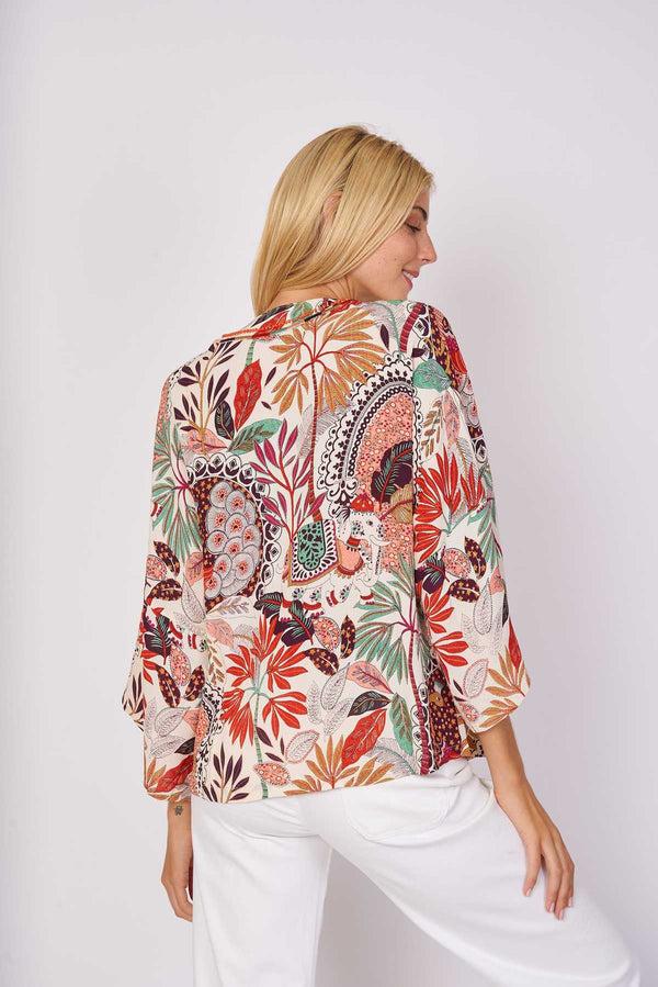 Rene Derhy Veste Kimono Imprimée Manches 3/4 IBERIQUE