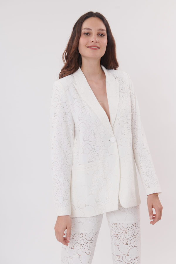 rene derhy Veste longue en broderie anglaise manches longues YASNA