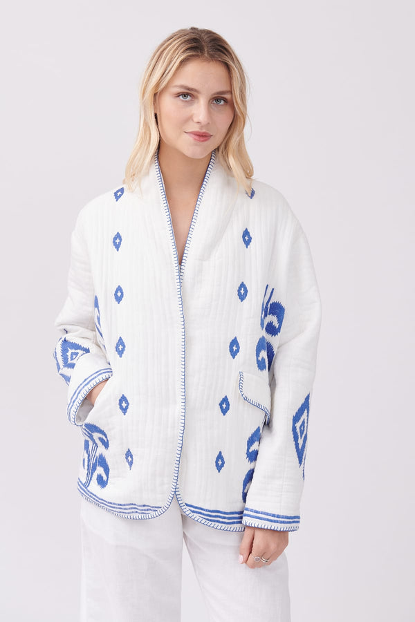 rene derhy Veste matelassée et brodée bicolore col kimono YUCATAN