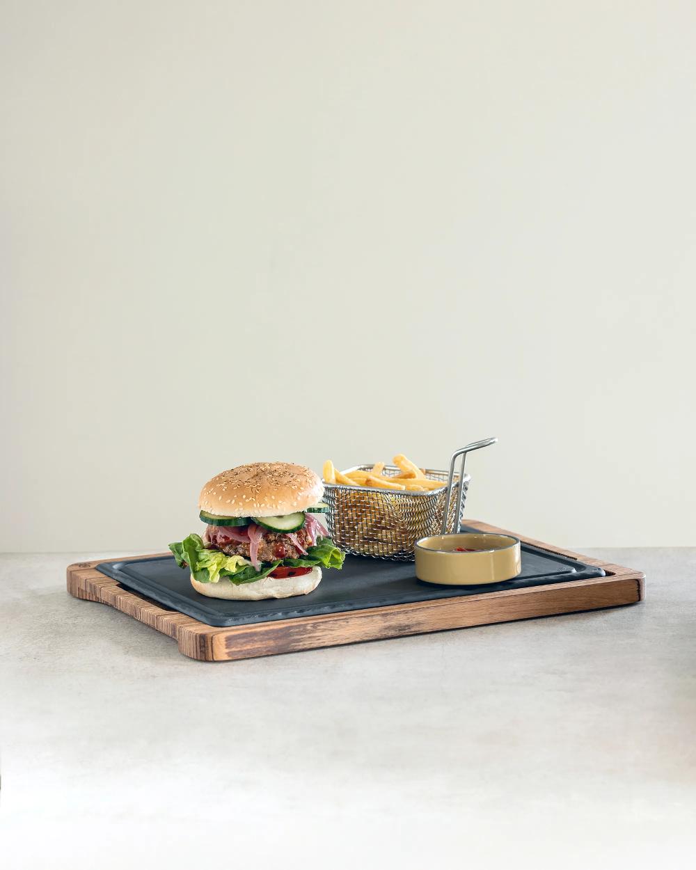 Revol Basalt Assiette à Steak Bords Relevés 33 CM