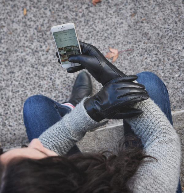 ricardo b.h. Gants tactiles en cuir de mouton – Femmes – Noir