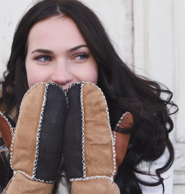 Ricardo B.h. Mitaines Patchwork En Cuir Suède Mérinos Premium – Femmes – Noir