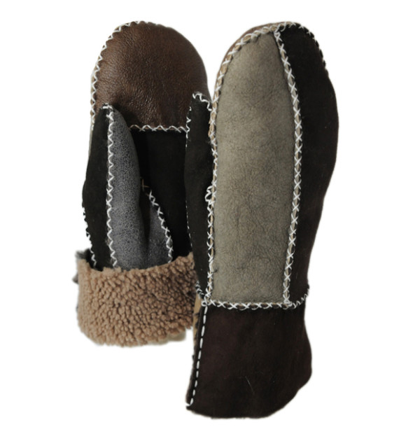 ricardo b.h. Mitaines patchwork en cuir suède mérinos premium – Femmes – Noir