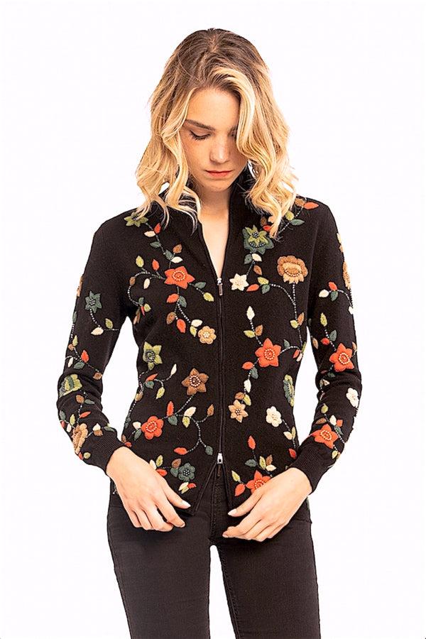 richard grand Blouson zippé à broderie florale. D-24013/43ML