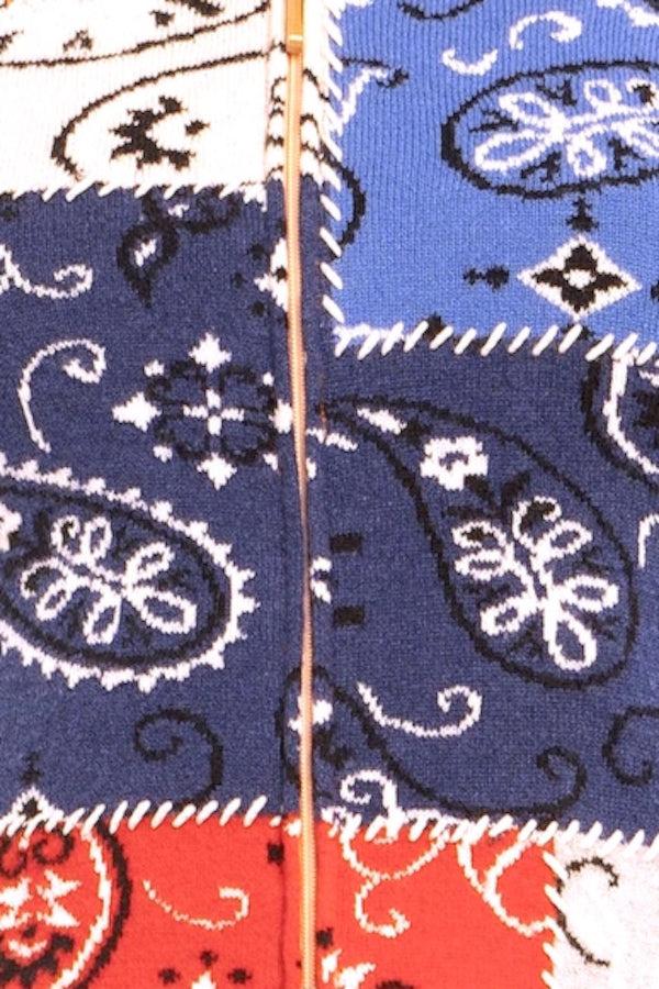 Richard Grand CARDIGAN ZIPPÉ "BANDANA" INTARSIA 100% CACHEMIRE. D-24500/43ML