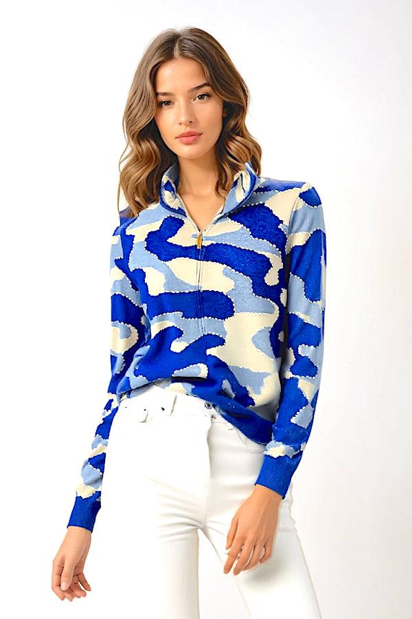 richard grand CARDIGAN ZIPPÉ CAMOUFLAGE & SURPIQÛRES. D-25012/43ML