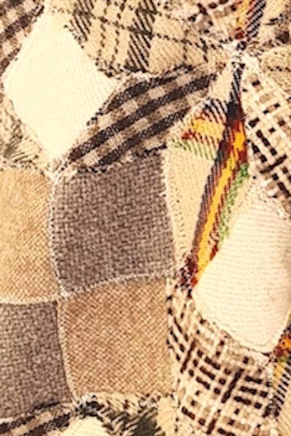 Richard Grand CHEMISE À PRESSION EN PATCHWORK 100 % CACHEMIRE FAIT MAIN. D-25003/70ML BEIGE