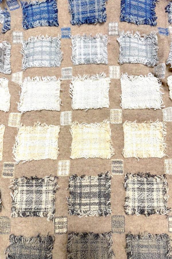 Richard Grand CHEMISE À PRESSION EN PATCHWORK BRODÉ 100 % CACHEMIRE. D-25045/70ML TAUPE