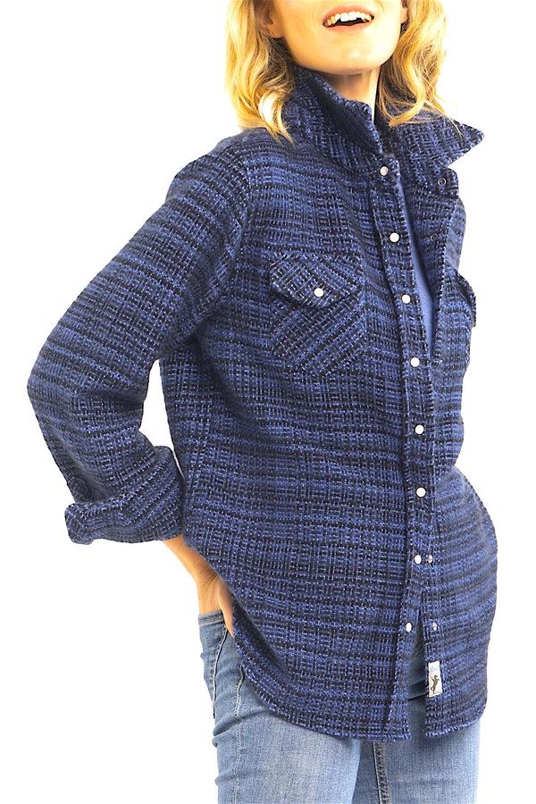 Richard Grand CHEMISE EN CACHEMIRE TISSÉE À LA MAIN SURTEINTE. D-24523/70MLPIC ROYAL BLUE