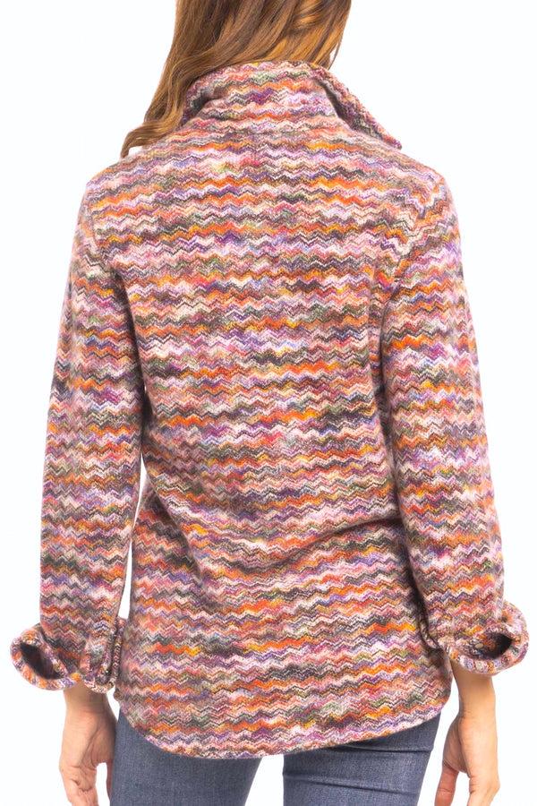 Richard Grand CHEMISE TISSÉE 100% CACHEMIRE À ZIGZAGS MULTICOLORES