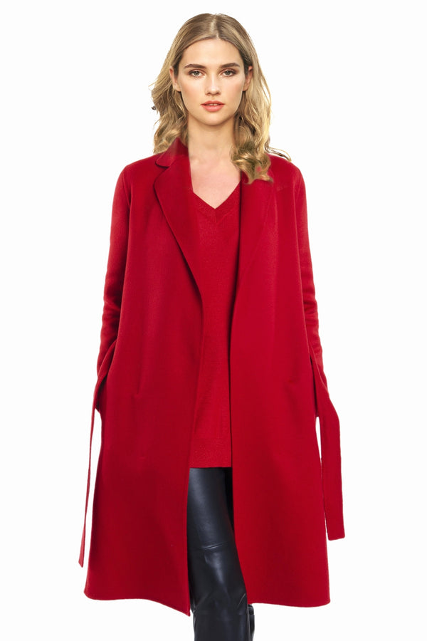 richard grand MANTEAU LONG EN CACHEMIRE AVEC CEINTURE. JLP52 8062 ROUGE