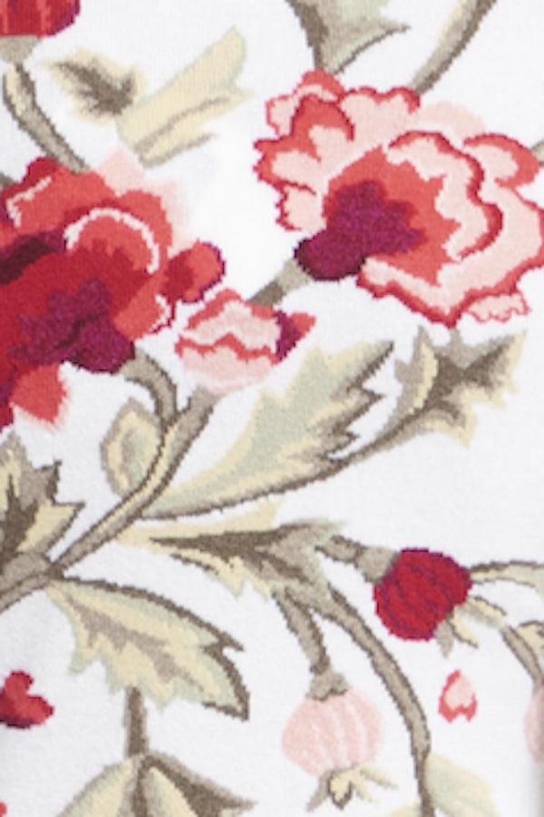 Richard Grand PULL COL BATEAU EN CACHEMIRE INTARSIA FLEURI. D-2036/22ML BLANC