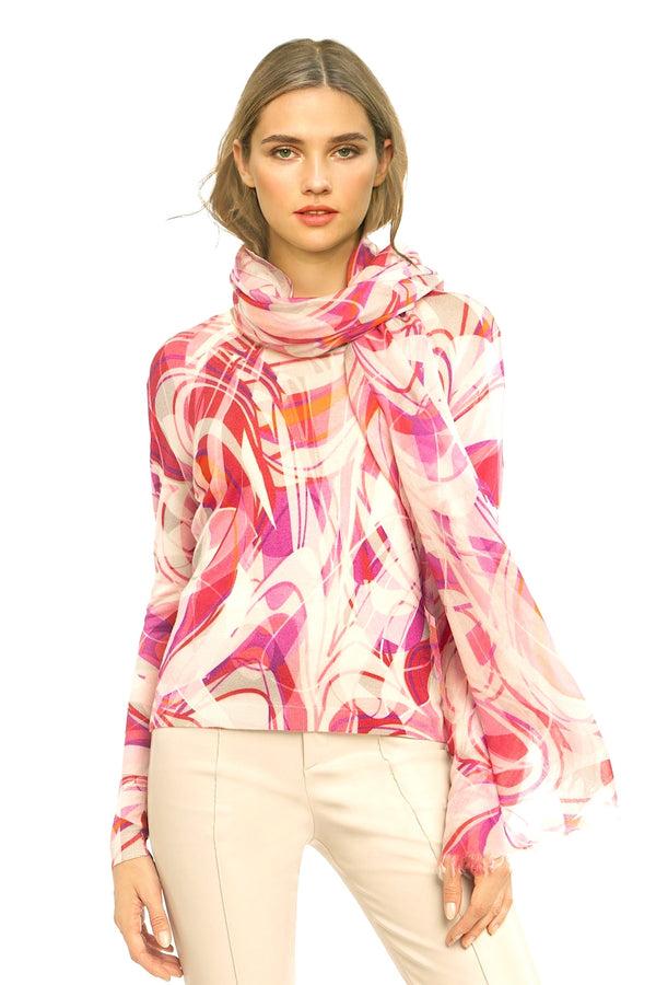 richard grand PULL COL ROND IMPRIMÉ EXTRAFIN EN 80 % CACHEMIRE 20 % SOIE. 77200/20MLST549