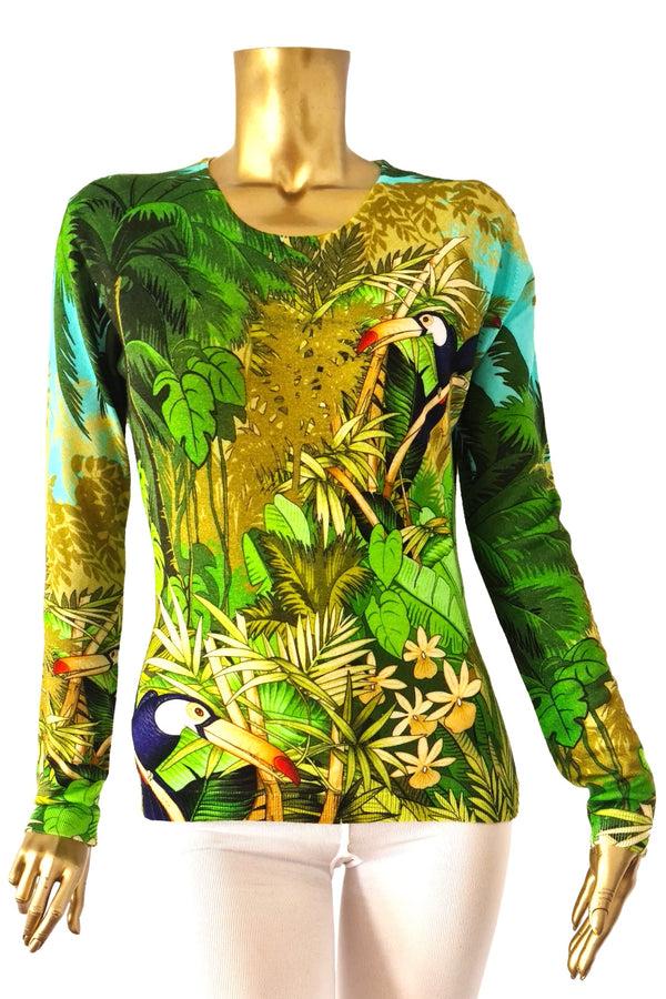 Richard Grand PULL COL ROND IMPRIMÉ EXTRAFIN EN 80 % CACHEMIRE 20 % SOIE. 77200/20MLST551