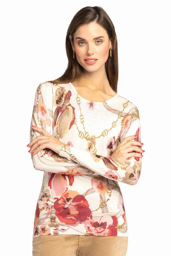 richard grand PULL COL ROND IMPRIMÉ EXTRAFIN EN 80 % CACHEMIRE 20 % SOIE. 77200/20MLST571