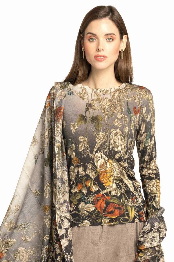 richard grand PULL COL ROND IMPRIMÉ EXTRAFIN EN 80 % CACHEMIRE 20 % SOIE. 77200/20MLST557