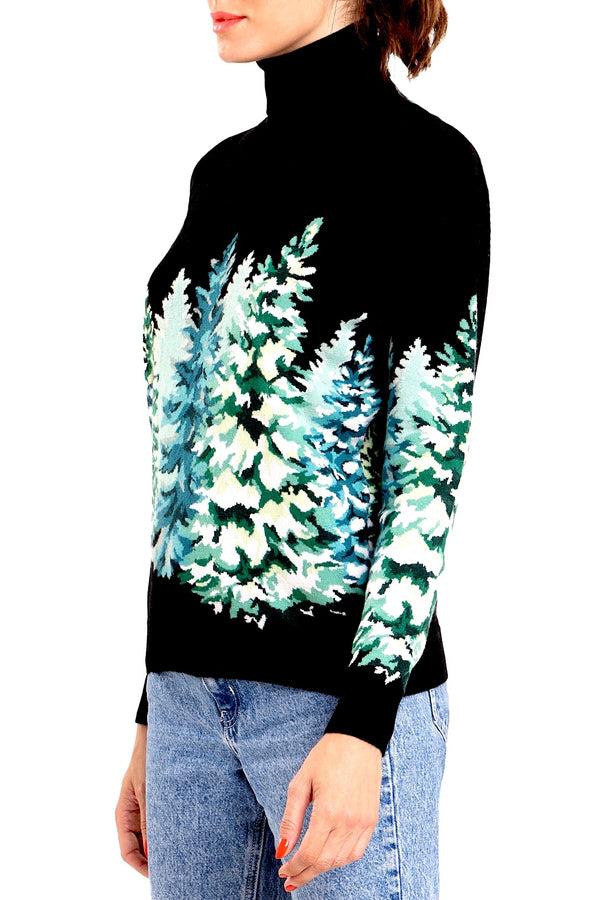 Richard Grand PULL COL ROULÉ "SAPINS" INTARSIA 100% CACHEMIRE
