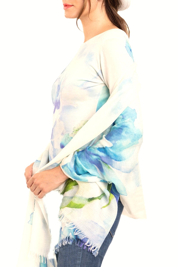 Richard Grand PULL EXTRAFIN COL BATEAU IMPRIMÉ 80% CACHEMIRE 20% SOIE