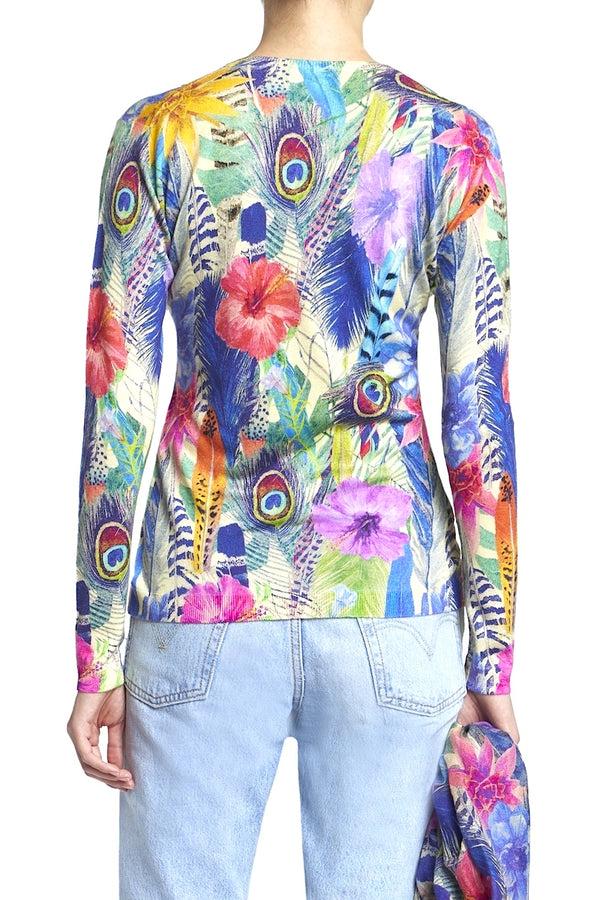 Richard Grand PULL EXTRAFIN COL V IMPRIMÉ 80% CACHEMIRE 20% SOIE