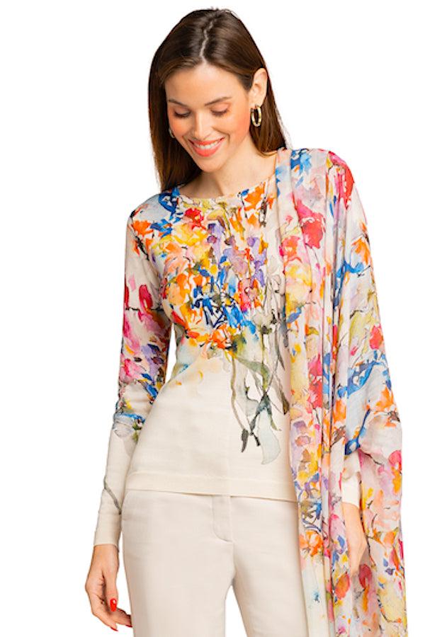 Richard Grand PULL RAS DU COU IMPRIMÉ FEMME 80% CACHEMIRE 20% SOIE SUPERFIN. 77200/20MLST572