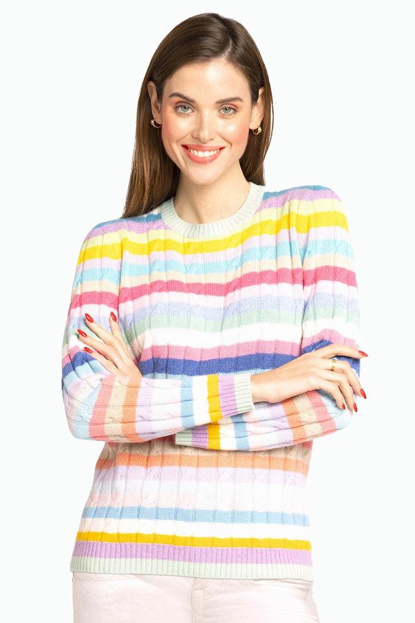 richard grand RAS DE COU FEMME 100% CACHEMIRE À TORSADES ET RAYURES MULTICOLORES. D-25518/20ML