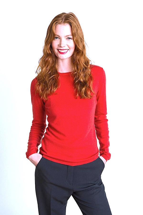 richard grand T-SHIRT AJUSTÉ EN CACHEMIRE UNI. 12073/20ML ROUGE CORAIL