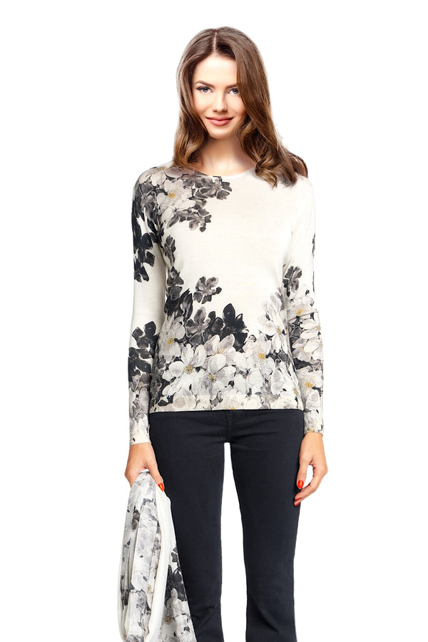 richard grand T-SHIRT IMPRIMÉ SUPER FIN 80 % CACHEMIRE 20 % SOIE. 77200/20MLST451 LT GREY