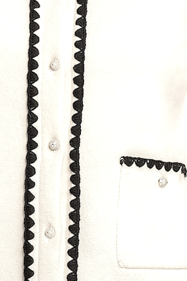 Richard Grand VESTE COURTE EN CACHEMIRE NOIR ET BLANC. D-25516/40ML BLANC CASSE