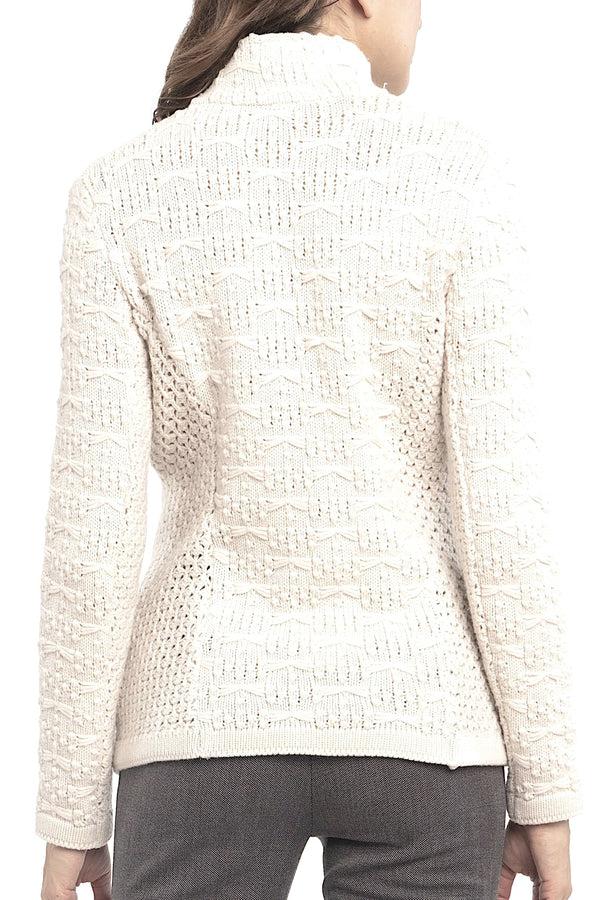 Richard Grand VESTE EN CACHEMIRE AU POINT DE LIBELLULE. D-24041/45ML BLANC