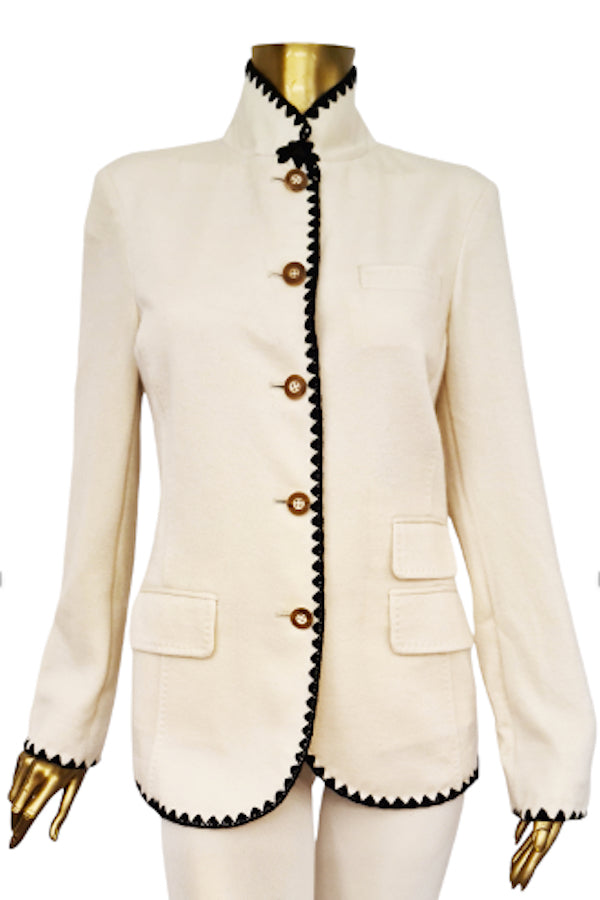 Richard Grand VESTE FEMME OFF-WHITE BICOLORE À COL MAO. D-25537/45ML