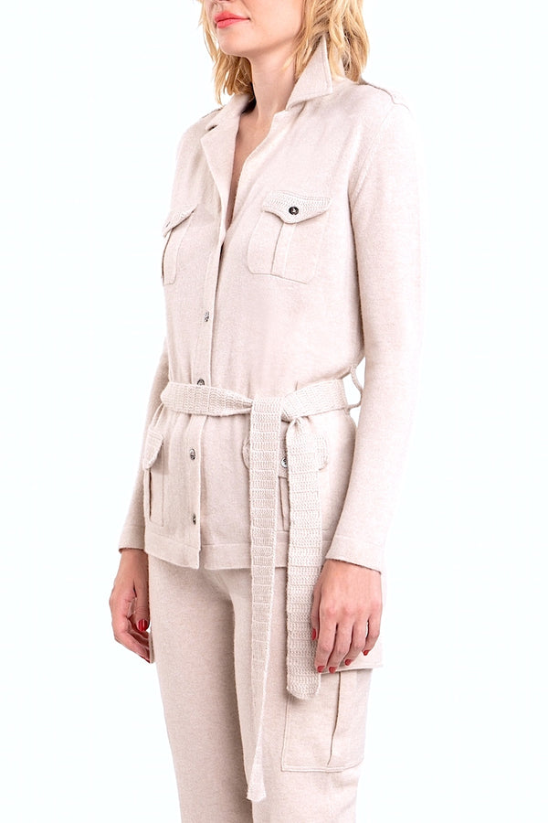 Richard Grand VESTE SAFARI EN CACHEMIRE UNIFORME. D-22032/42ML CRÈME