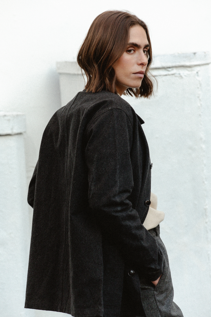 rive droite Barbès la veste Worker Coton recyclé Noir