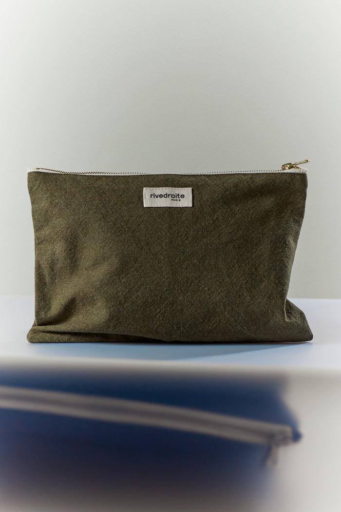rive droite Barbette Medium la pochette Coton recyclé Kaki