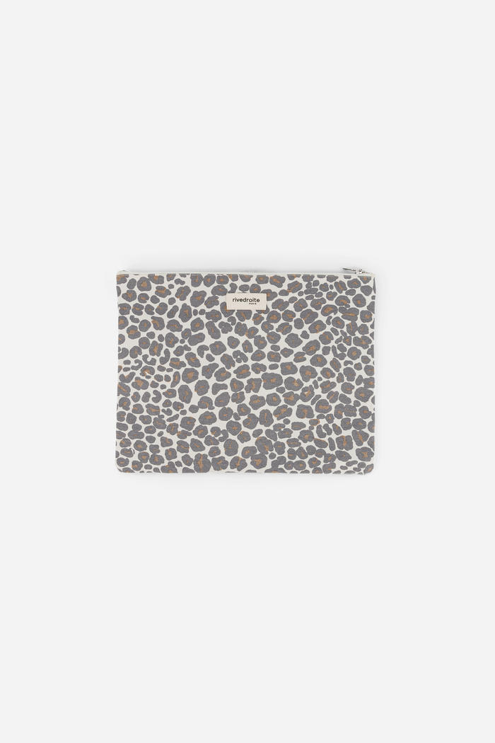 Rive Droite Barbette Medium La Pochette Polycoton Recyclé Léopard Gris