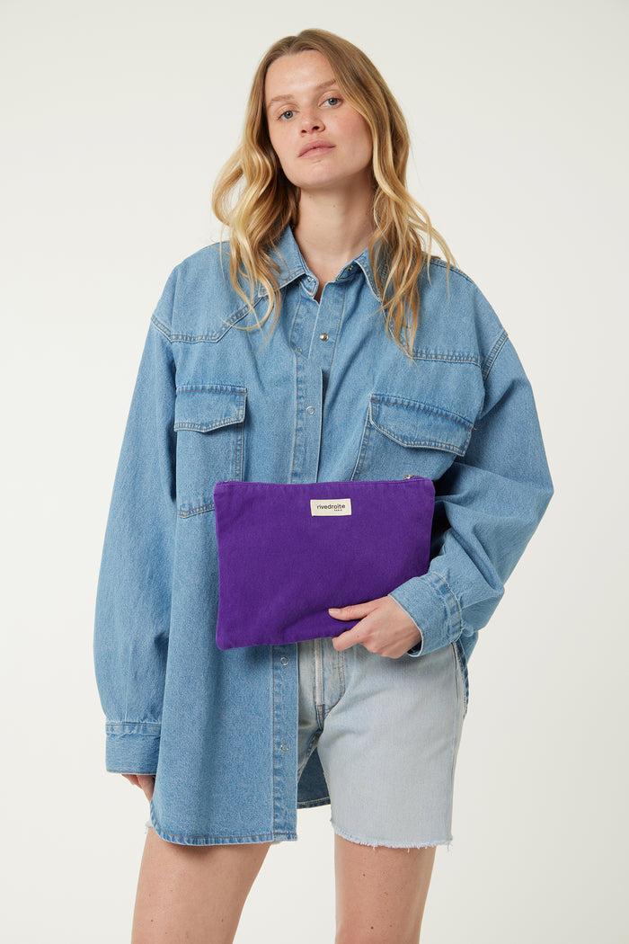 rive droite Barbette Medium la pochette Sergé de coton Malibu Purple