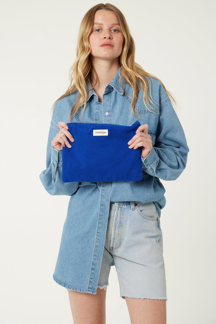 Rive Droite Barbette Medium La Pochette Sergé De Coton Venice Blue