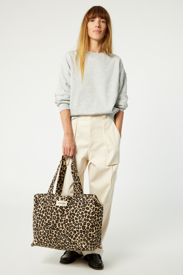 Rive Droite Célestins Le Sac 24 Heures Coton Recyclé Léopard Beige