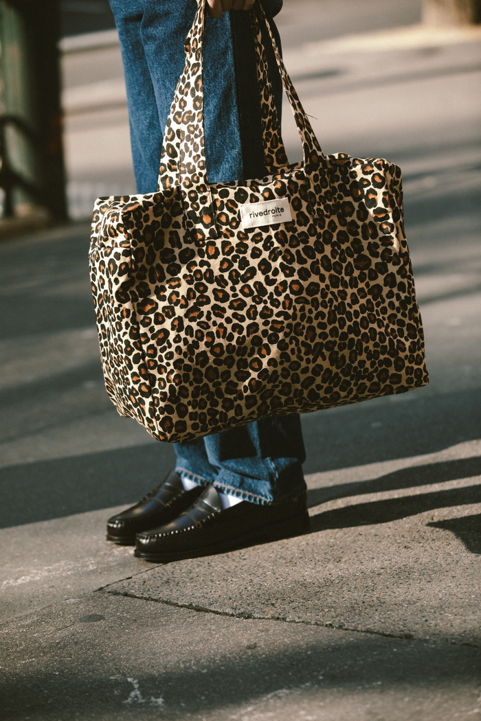 rive droite Célestins le sac 24 heures Coton recyclé Léopard Beige