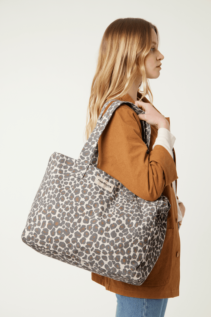 Rive Droite Célestins Le Sac 24 Heures Polycoton Recyclé Léopard Gris