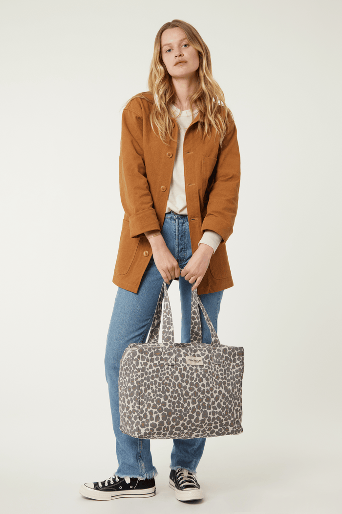 Rive Droite Célestins Le Sac 24 Heures Polycoton Recyclé Léopard Gris