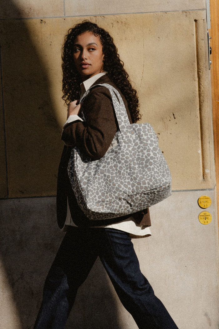 rive droite Célestins le sac 24 heures Polycoton recyclé Léopard Gris