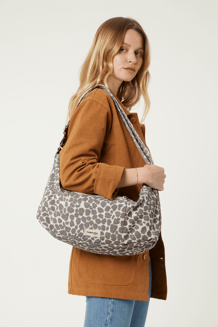 Rive Droite Charlot Le Sac Crossbody Polycoton Recyclé Léopard Gris